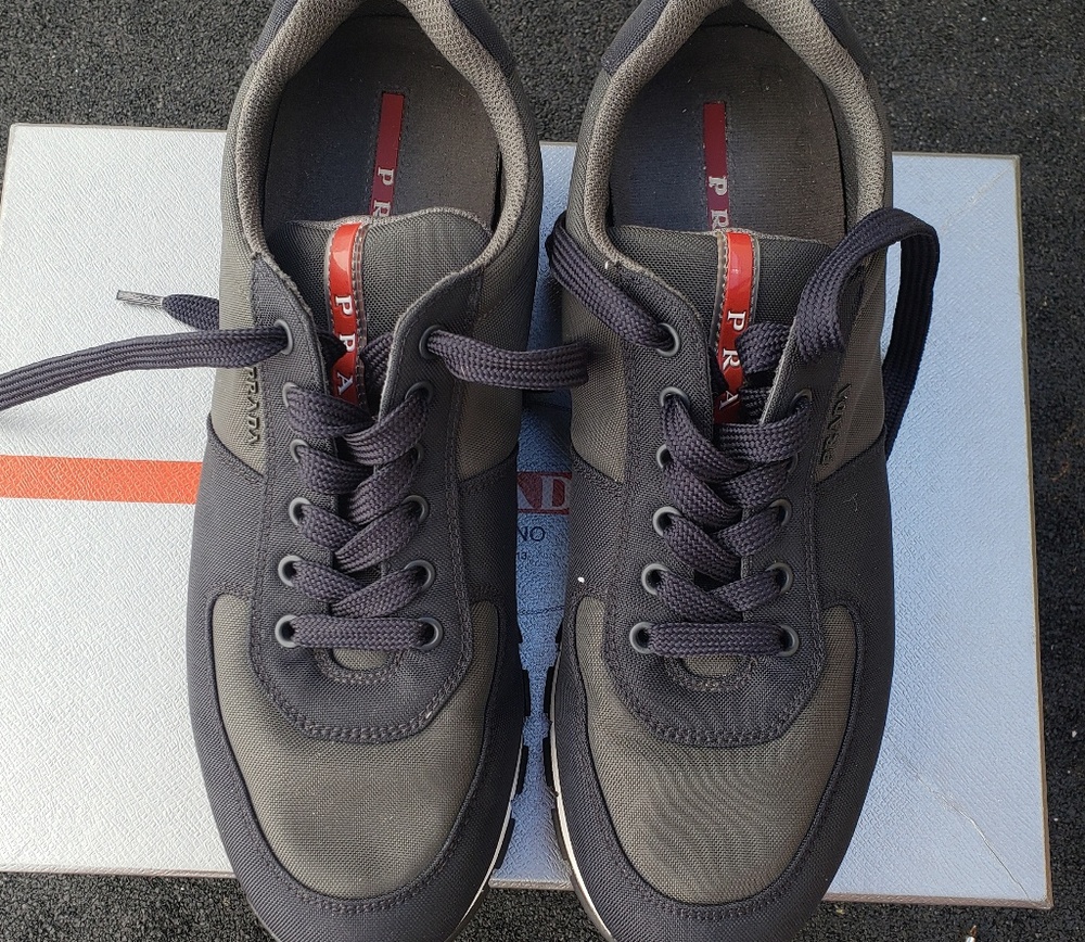 Prada Bleu/Athricite Nylon Tech Shoes (Size 8)